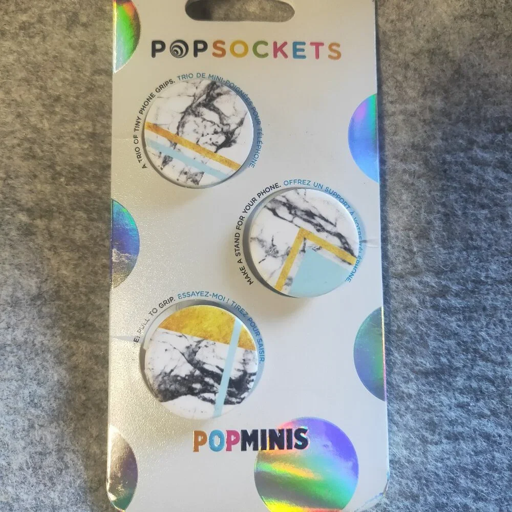 White Marble Glam Popsockets PopMinis Mini Grips for Phones & Tablets